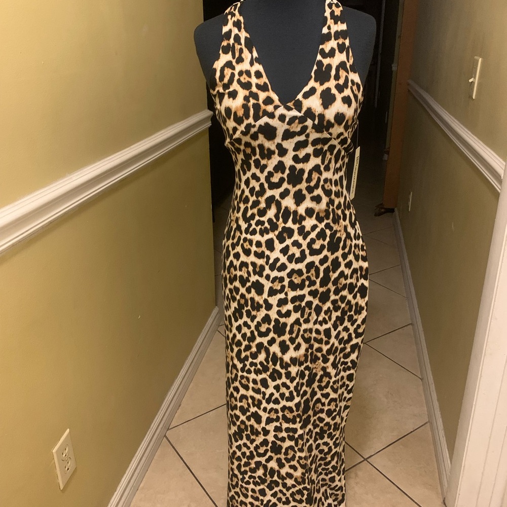 No Boundaries Leopard Print Backless Dress